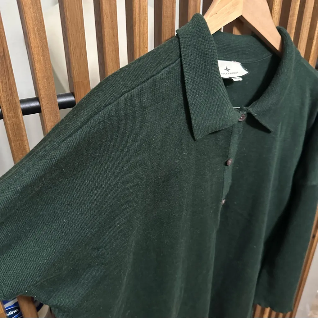 Tuckernuck Forest Green Long Dolman Sleeve Collared Polo T-Shirt Women’s M/L - Image 2