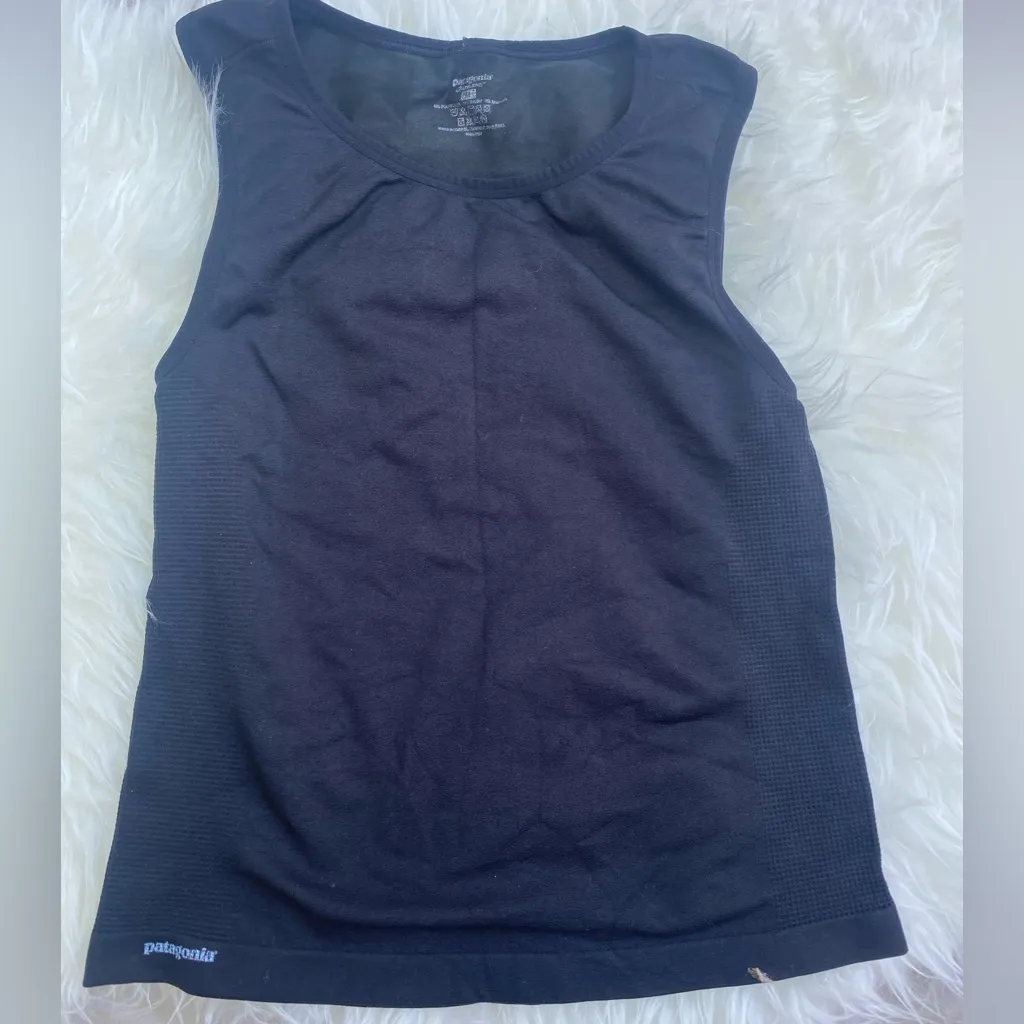 PATAGONIA Sleeveless Tank Top Womens M Medium Capilene Black Stretch Tee - Image 4