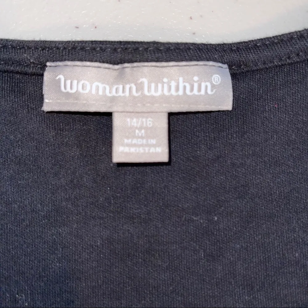 WOMAN WITHIN BLACK 3/4 SLEEVE MIDI DRESS SIZE 14/16 - Image 4