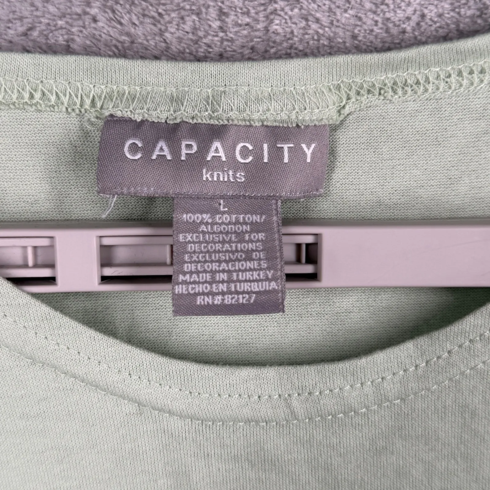 Capacity Knits Tee Sage Green Seaside Conversational Embroidered Large 90s Boho - Image 6