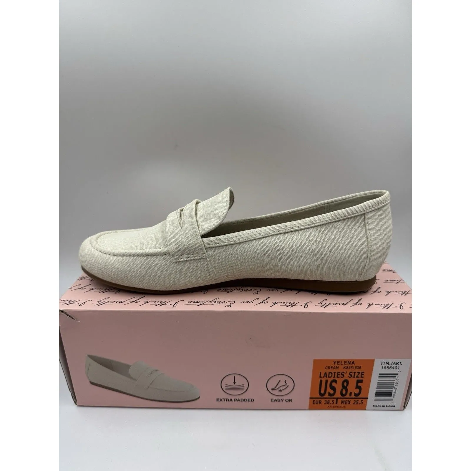 Kensie Womens 8.5 Shoes Beige Loafer Slip-On Canvas Padded Flexible Lightweight - Image 10