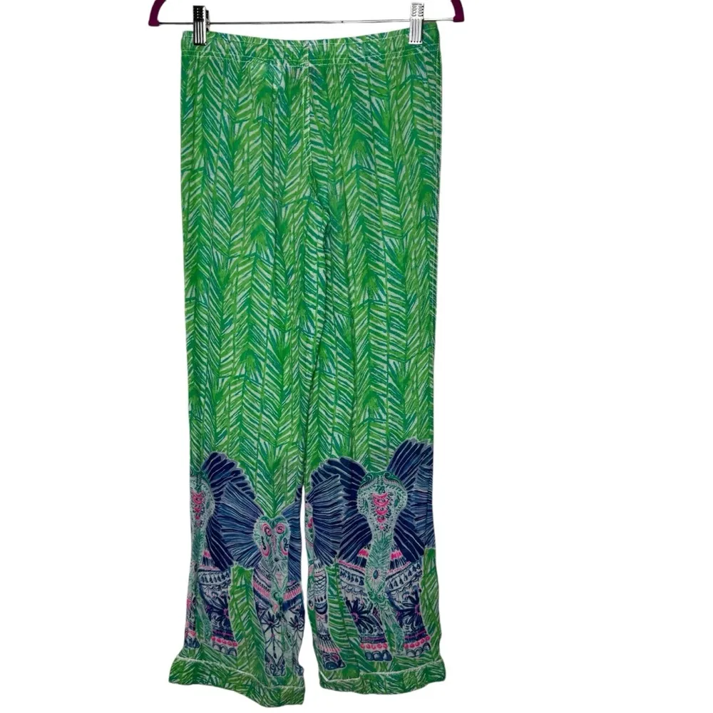 Lilly Pulitzer Palazzo Pant in Toucan Green Elephants Cotton Lightweight XS - Image 4