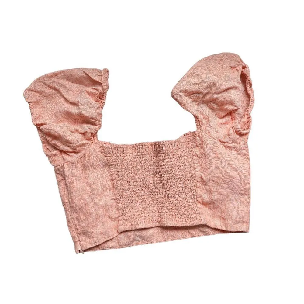 Aritzia Wilfred wander organic linen crop blouse Medium - Image 6