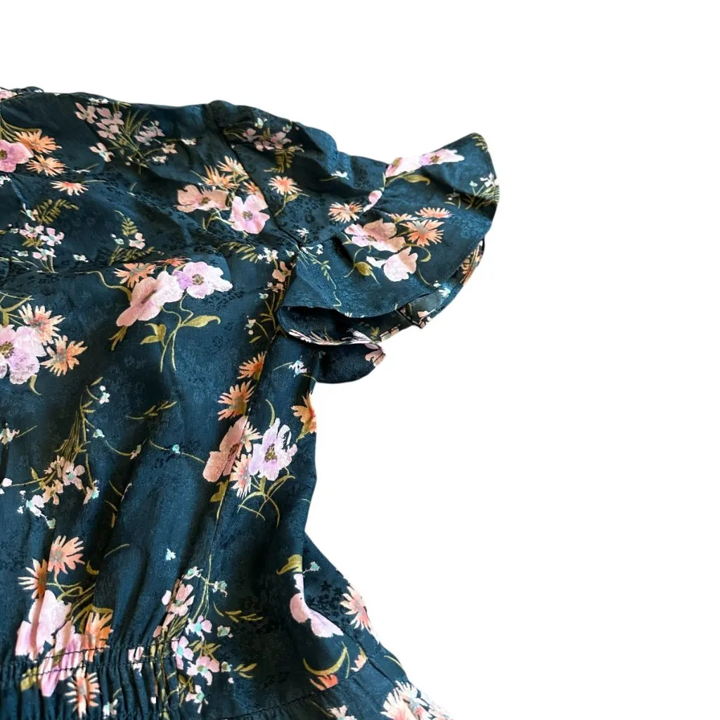 Rebecca Taylor Emilia Silk Floral Print Dress Stretch Waist Short Sleeve Size 2 - Image 10