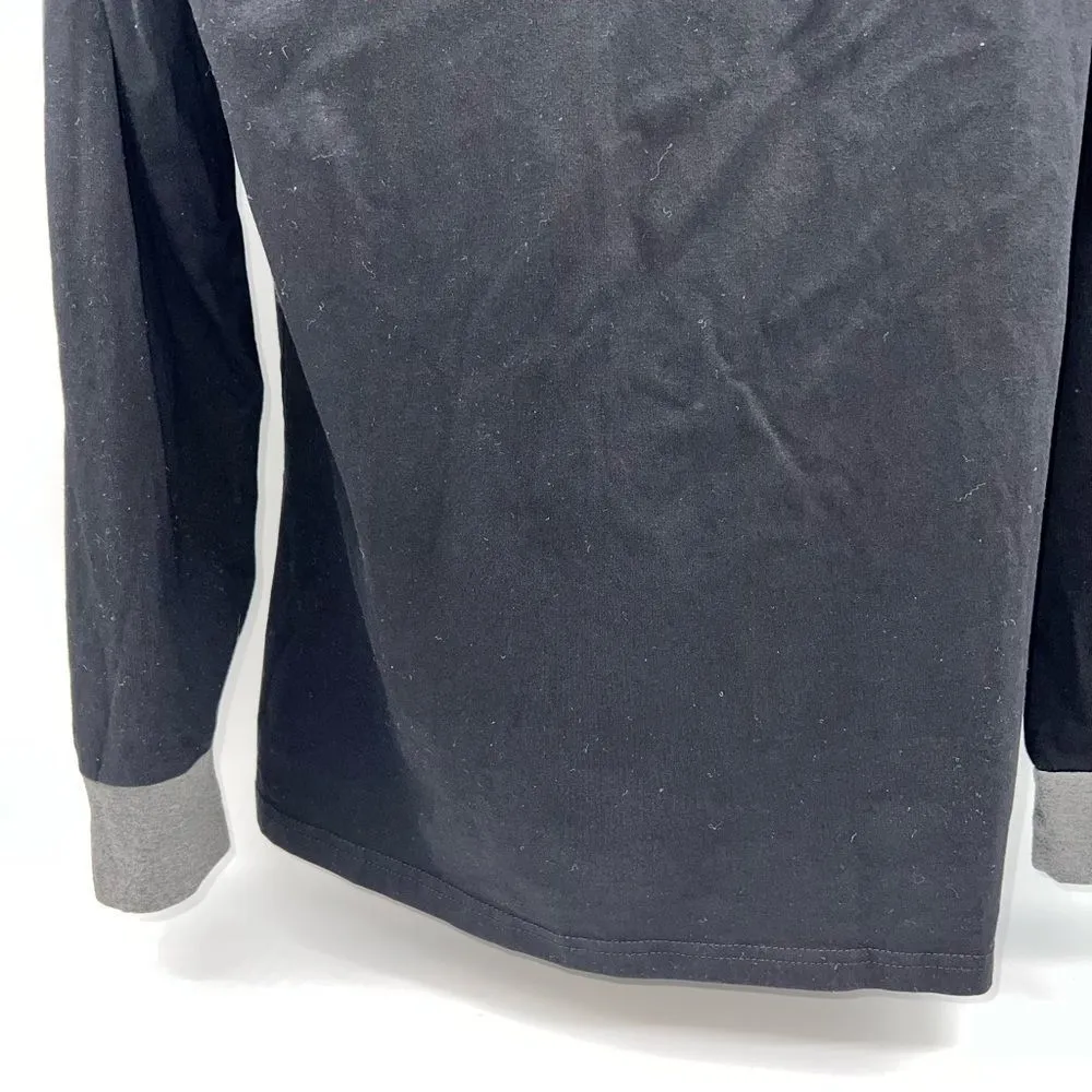 100% Cotton Long Sleeve V-Neck Jersey Knit Black Sweater w/Gray Collar/Cuffs -XL - Image 6