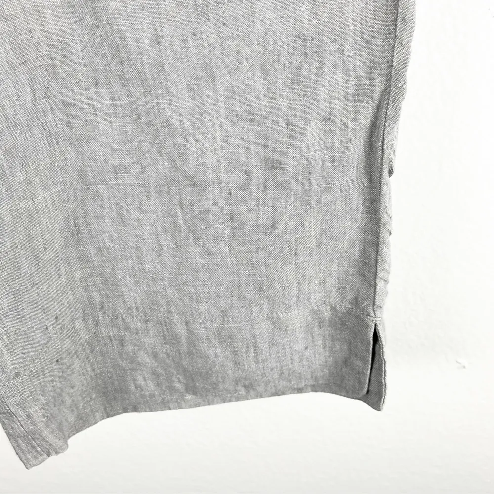 J. JILL Love Linen Gray 100% Linen High Rise Side Pocket Capris, Size Small - Image 7