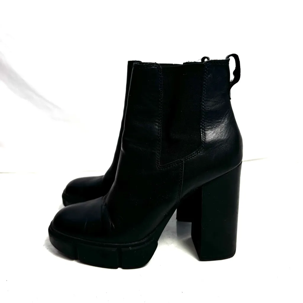 Steve Madden Black Revised Leather Platform Boots Size 8 - Image 3