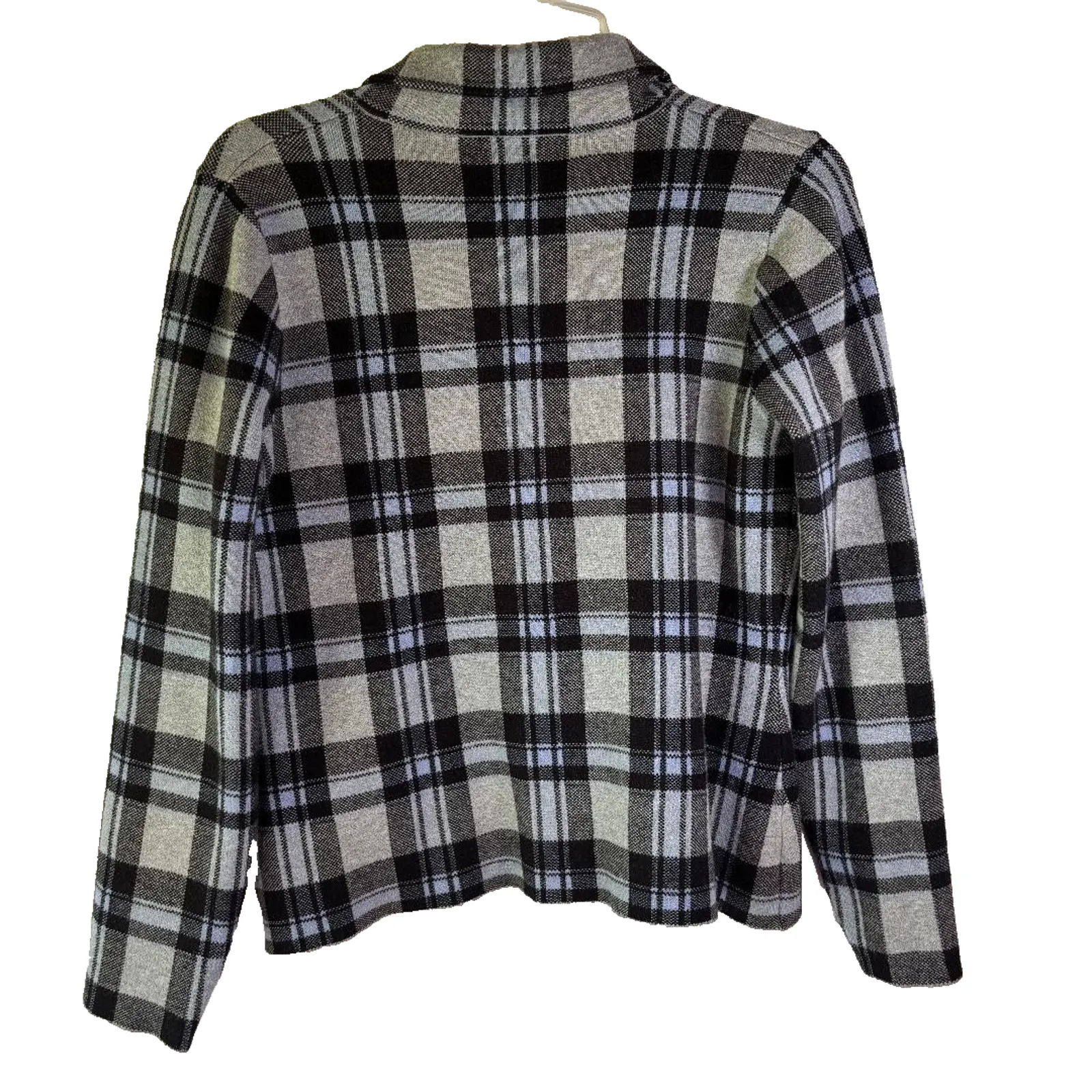 Tahari Jacket Short Plaid Black & Grey ButtonUp Pockets Gorpcore Minimalist Sz M - Image 2