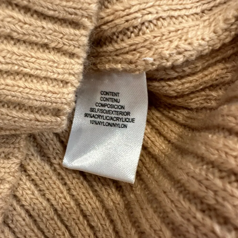 WAYF Tan Ribbed Knit Dress with Bow Detail - Image 4