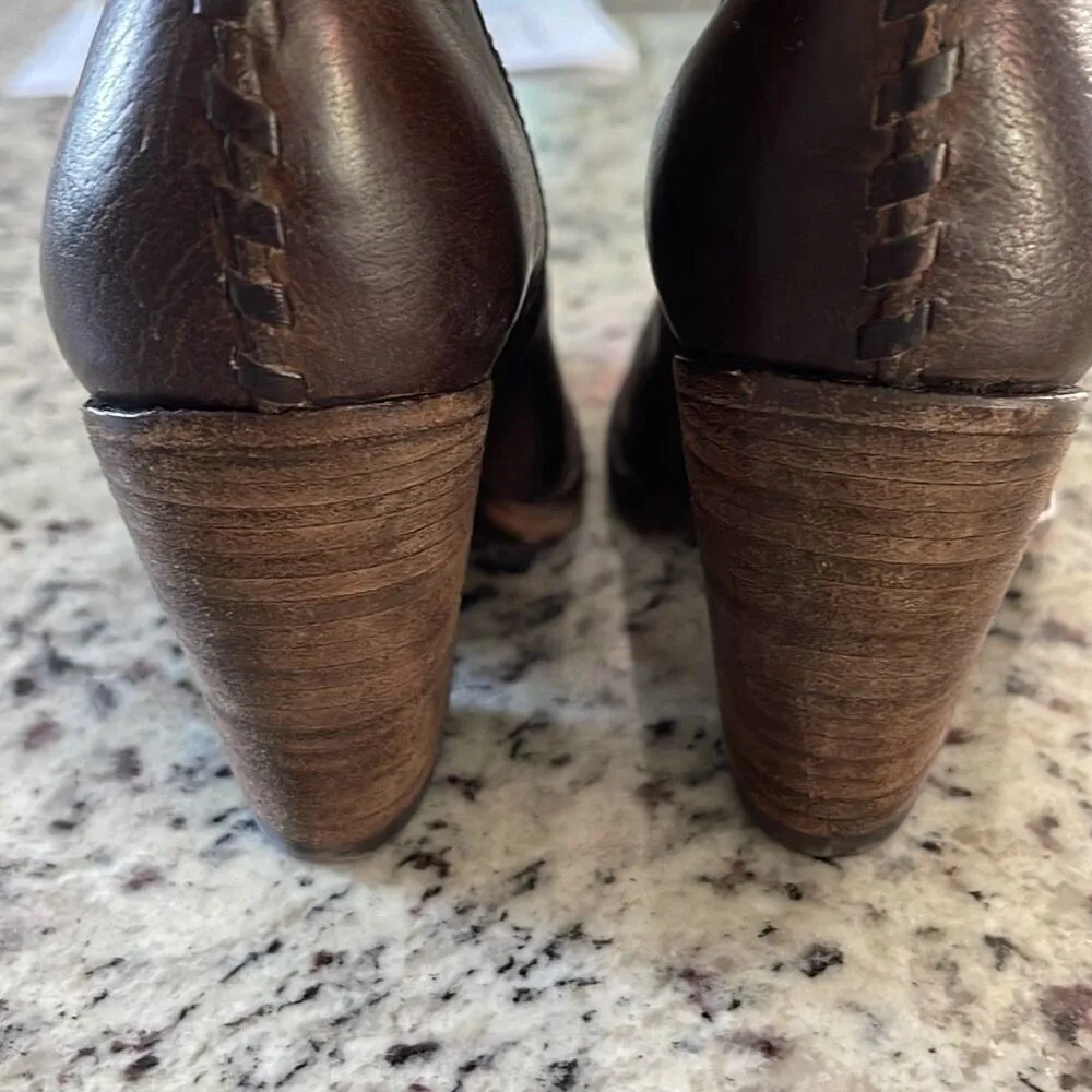 Frye Womens‎ Braided Ankle Block Heeled Boots Brown Size 6B - Image 8