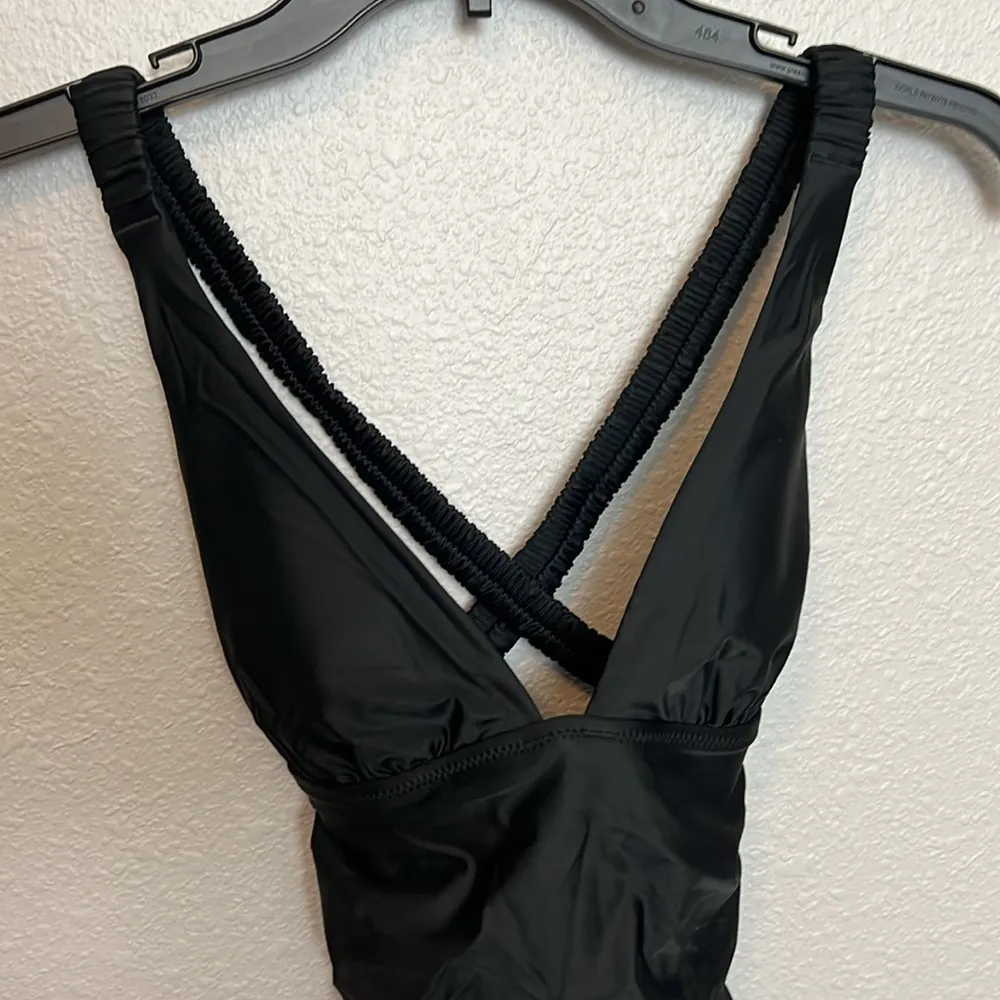 JCrew Scrunchie Strap Plunge One Piece Swimsuit Black Size 0 NWT - Image 2