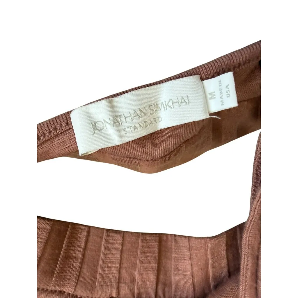 JONATHAN SIMKHAI Standard Brown Ribbed Bralette Bra Size Medium - Image 2