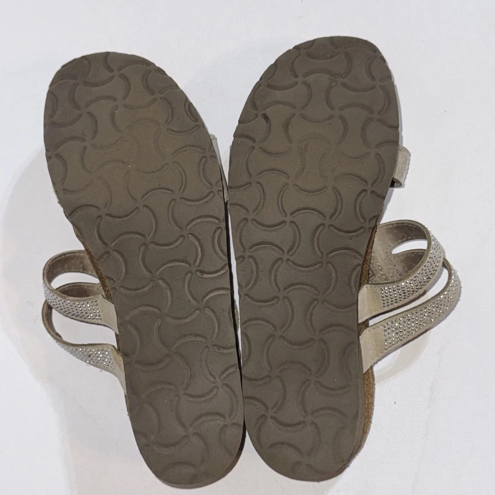 NAOT Gorpcore Prep Leather Bling Rhinestone Slide Low Wedge Sandals 36 Silver Size 7 - Image 12