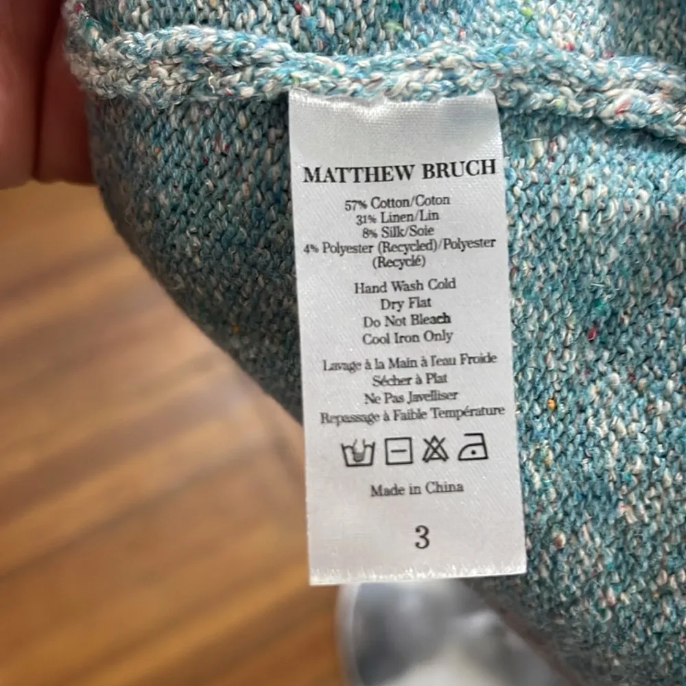 MATTHEW BRUCH
TWEED KNIT COLLARED BUTTON UP MINI DRESS Blue Size M - Image 8