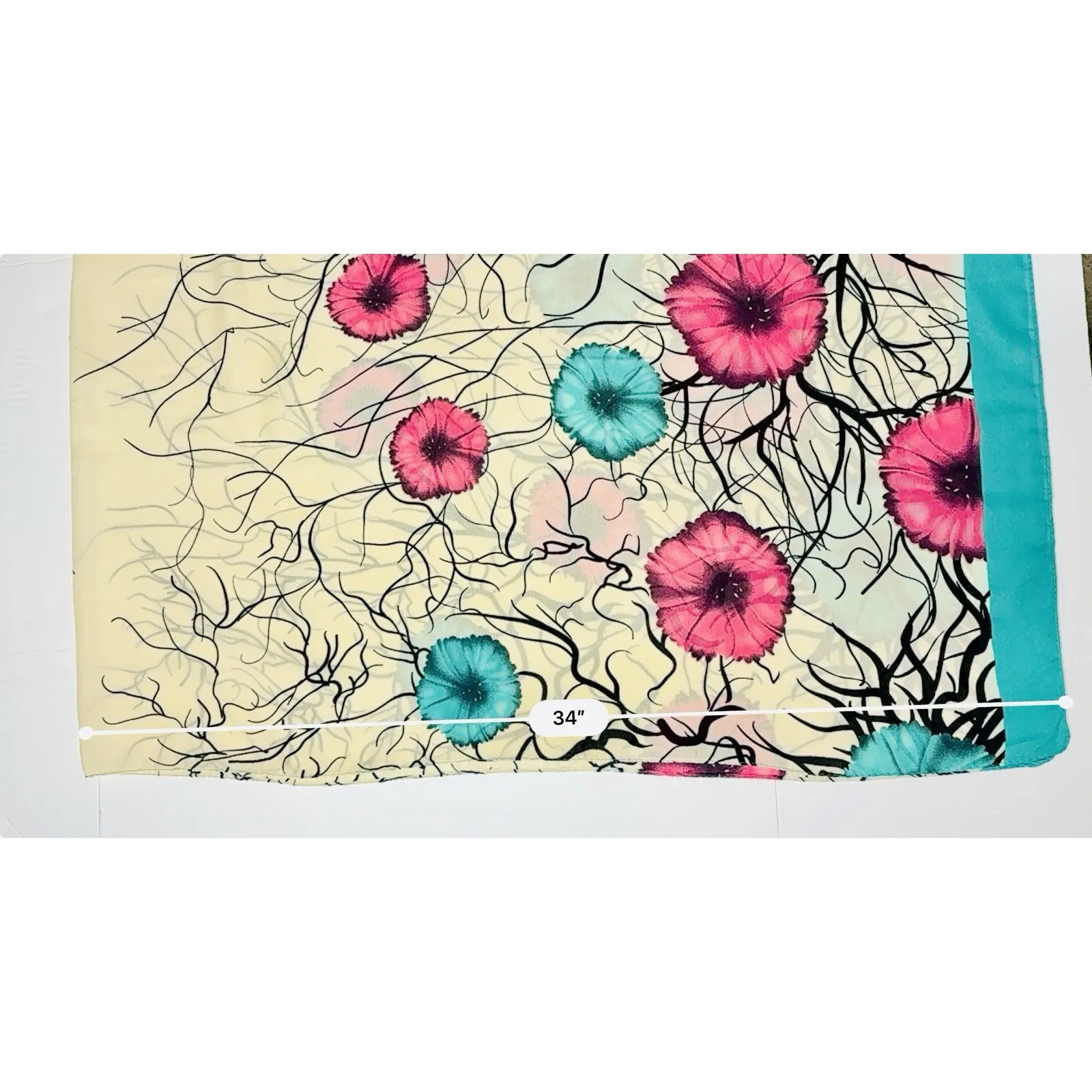 Kapray Woman Head‎ Wrap Scarf 68" X 23" LARGE Poppies Floral Washable Green - Image 5