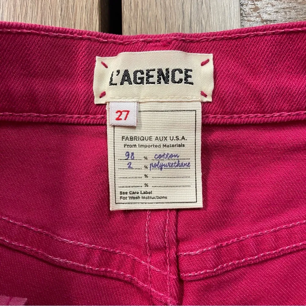 L’AGENCE Ryland High-Rise Cutoff Denim Shorts in Magenta Women’s Size 27 - Image 6