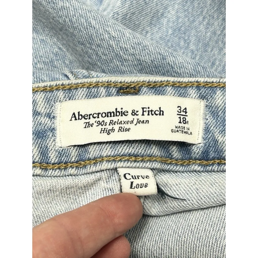 Abercrombie & Fitch Jeans 34/18R Blue The 90's Relaxed High Rise Curve Love - Image 4