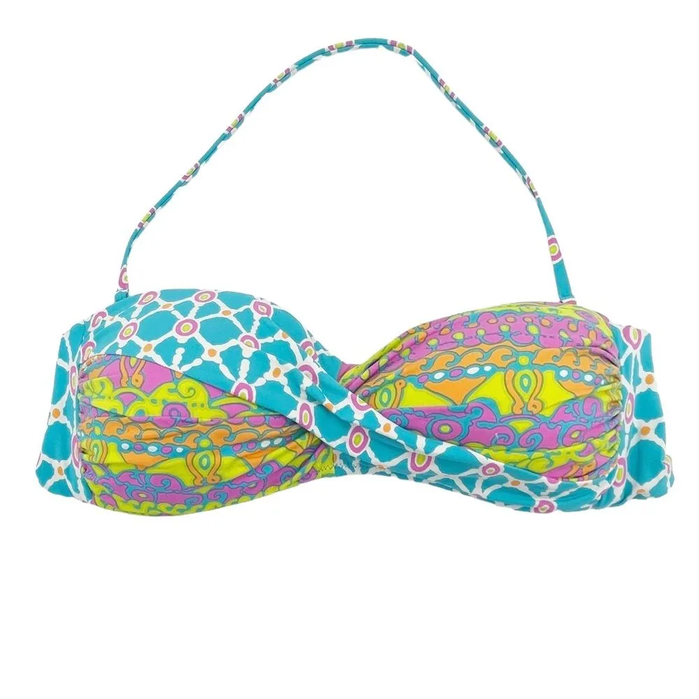 Trina Turk Venice Beach Twist Bandeau Bikini 2-Piece in Turquoise Combo Size 10 - Image 5