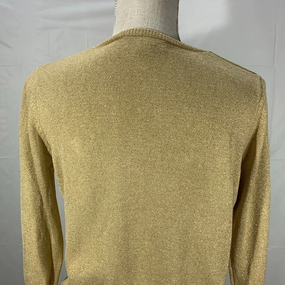 Draper’s & Damon’s Gold Shimmer Sparkle Scoop Neck Sweater Size Small Pe… - Image 8