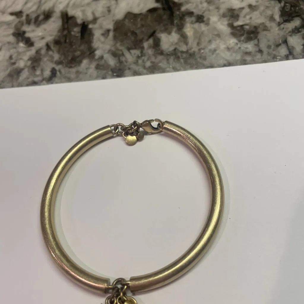 Ann Taylor Costume Gold Tone Charm Bracelet Signed Faux Pearl Rhinestone Enamel - Image 7