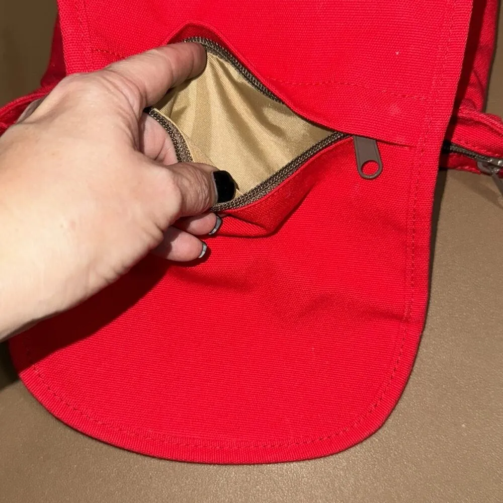 KAVU unisex solid red shoulder tote adjustable straps tan interior crossbody - Image 11