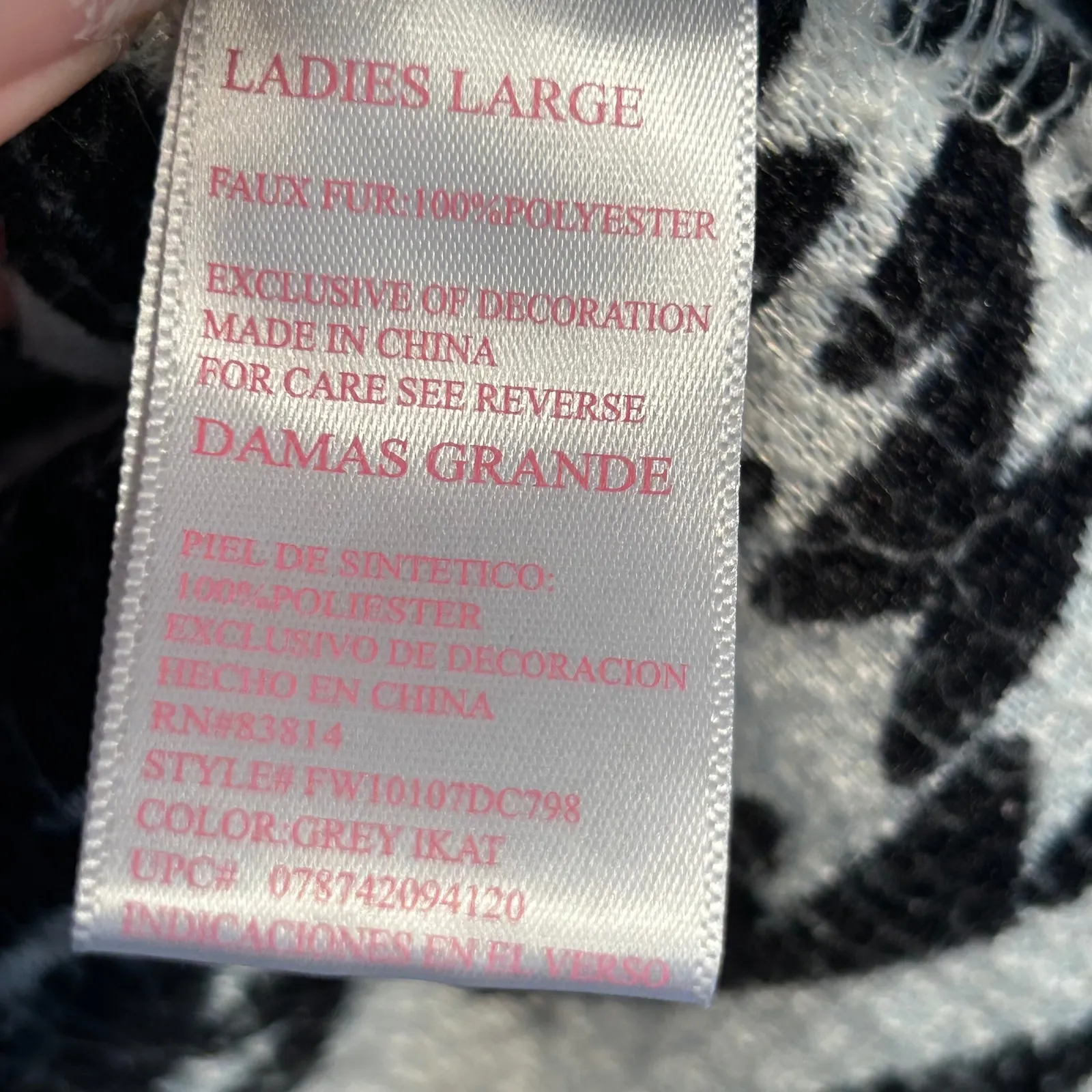 Cozy Sherpa Women's Grey Ikat Aztec Fleece Pullover Sweatshirt Size L - Image 6