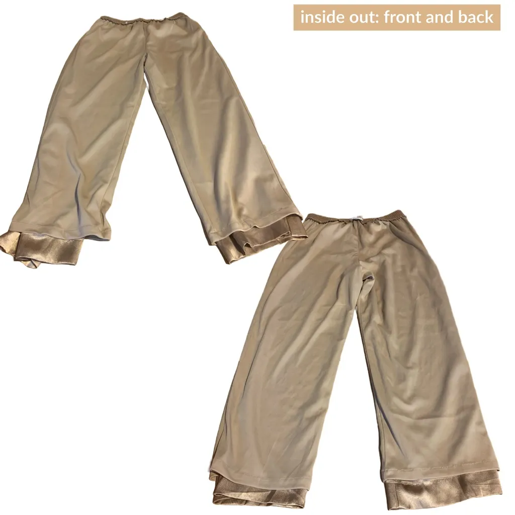 VINTAGE 1980'S FLAGG PETITES GOLD SATIN ELASTIC WAIST TROUSERS (12P) - Image 9