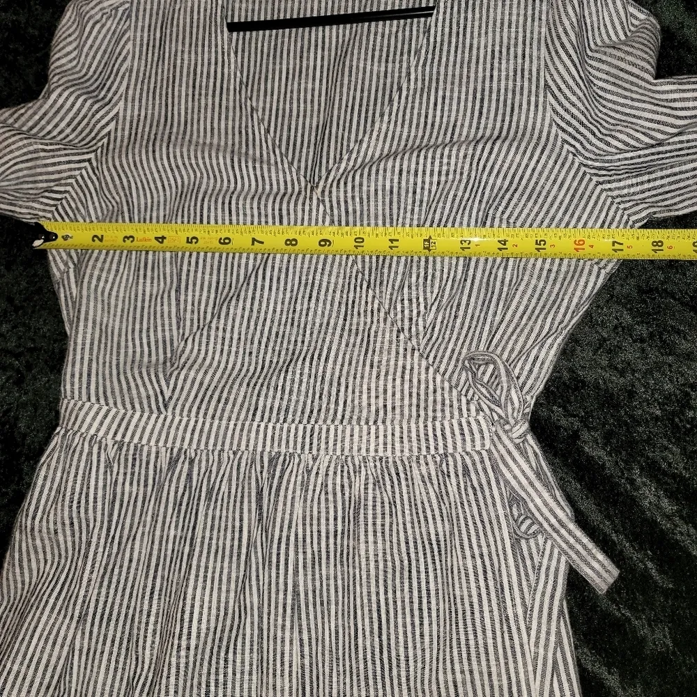 Old Navy Women Black & White 100% Cotton V-Neck Long Sleeve Knee Length Dress S - Image 11