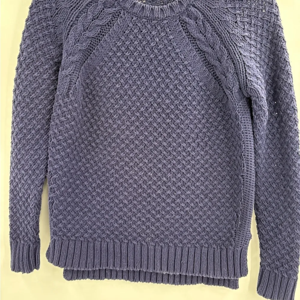 360 sweater revolve blue knitted sweater pullover acrylic split hem sweater xs - Image 4