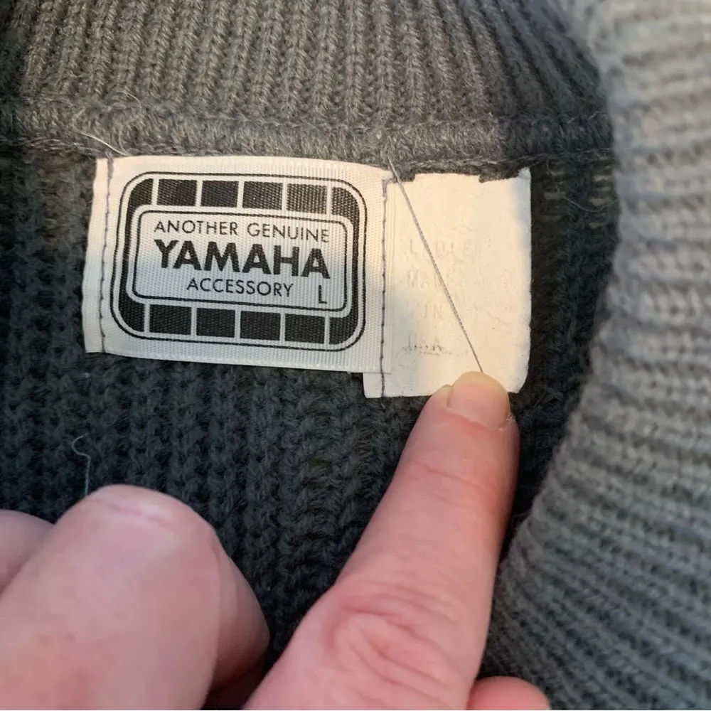 Vintage Yamaha Motocross Grey & Blue Stripe Sweater L Size L - Image 7