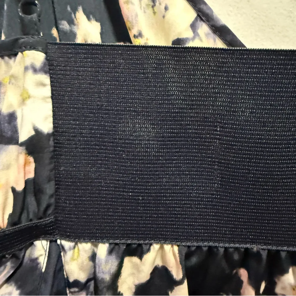 Simply Vera Vera Wang Navy and Pink Floral Babydoll Midi Dress, Size S - Image 8