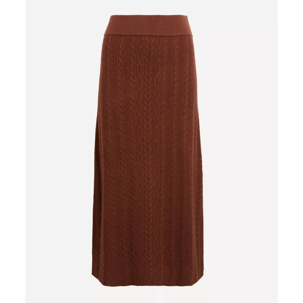 NWT Sezane Marilou in Caramel Cable Knit Merino Wool Midi Sweater Skirt XS - Image 6