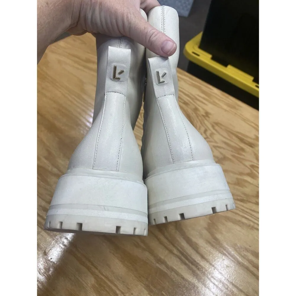 Larroude Hailey Chelsea Boots Women's Size 10 Ivory Leather Side Zip Outdoor S60 - Image 5