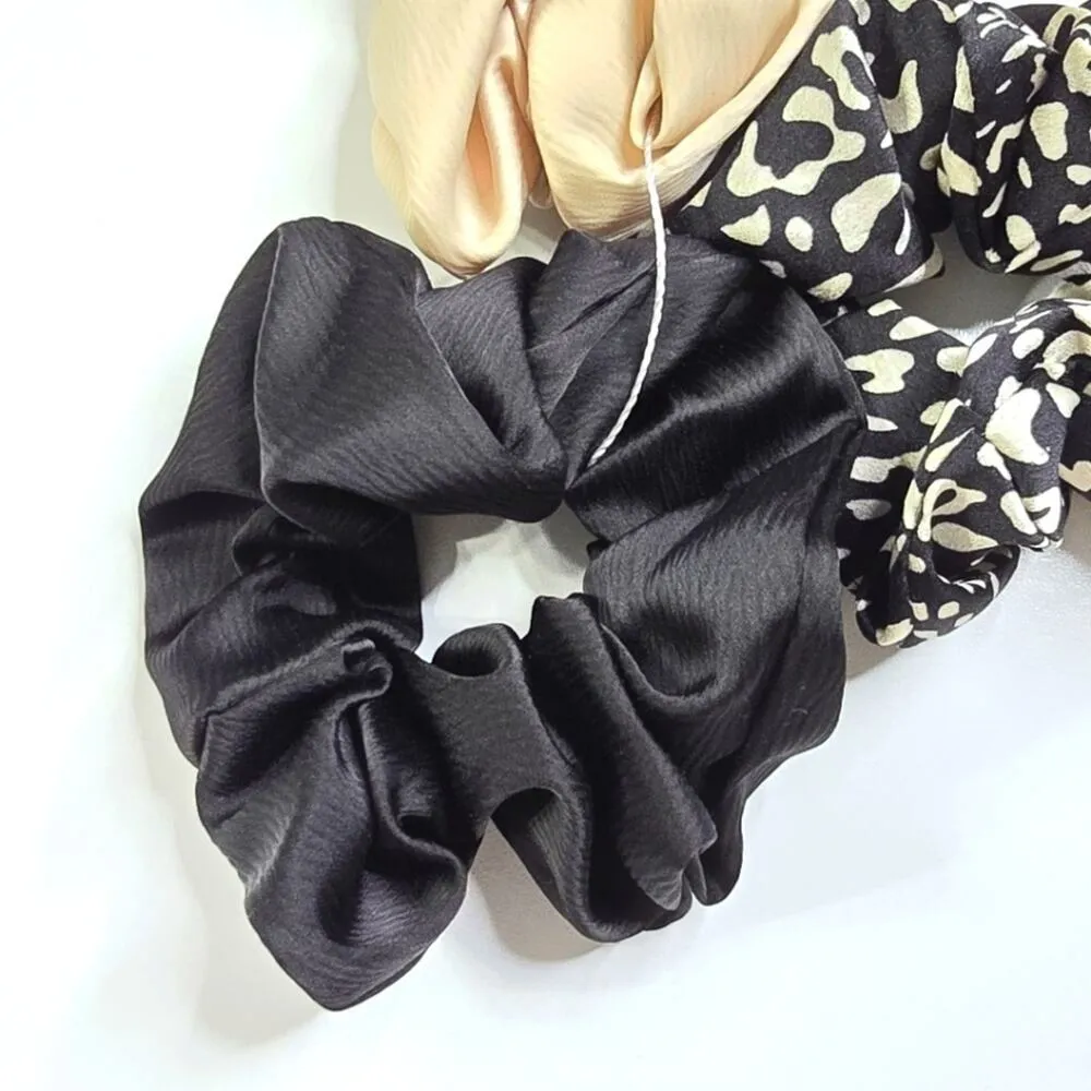 Black Bone 3 Piece Accessories Scrunchie Hair Tie Hair Band Elastic Stretch SB28 - Image 4