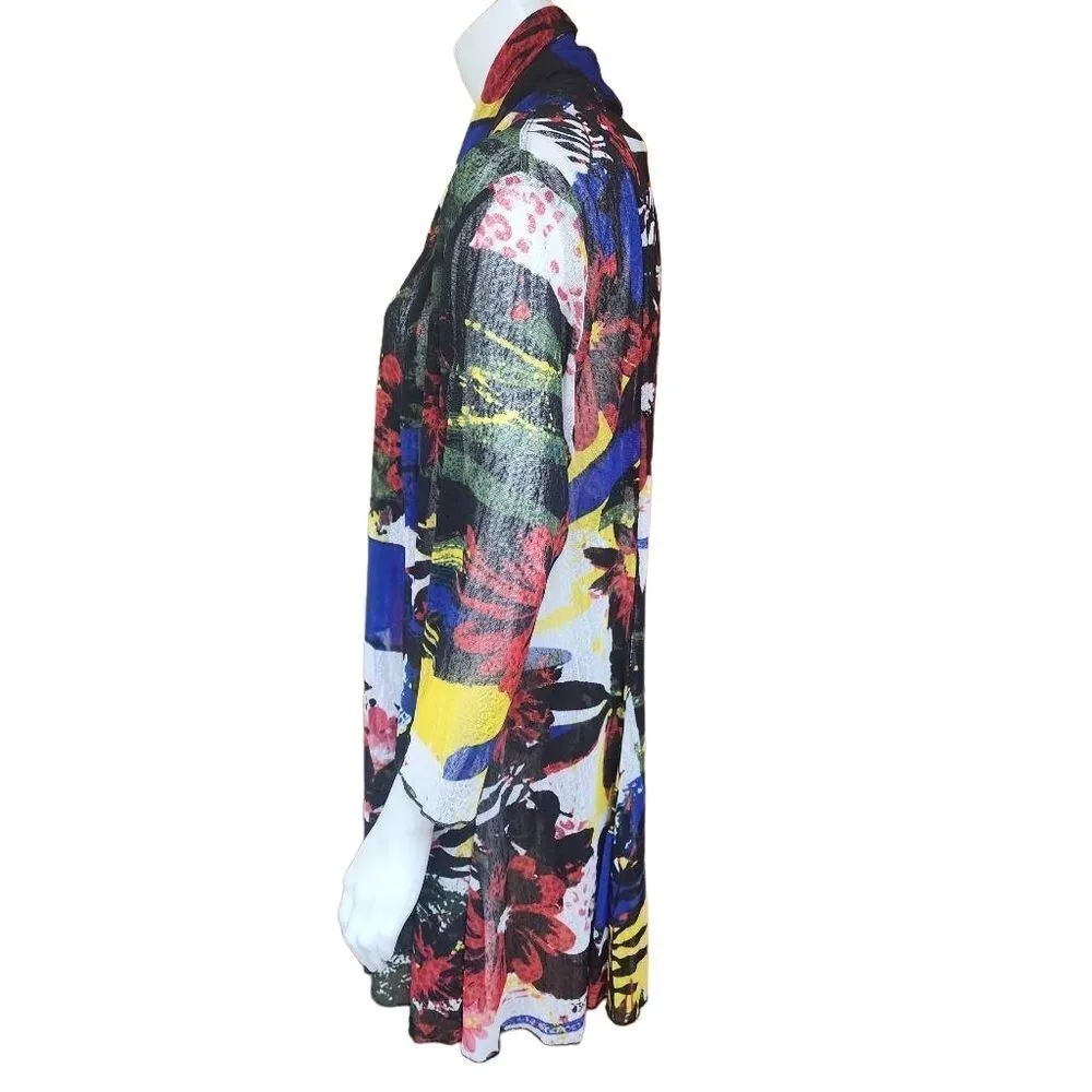 Ali Miles Colorful Floral Kimono Jacket (L) Red Size L - Image 3