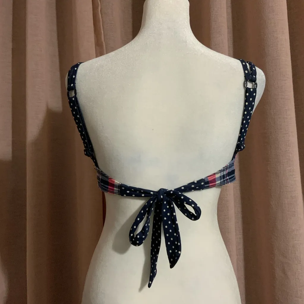 y2k plaid polka dot tie back underwire bikini top - Image 2