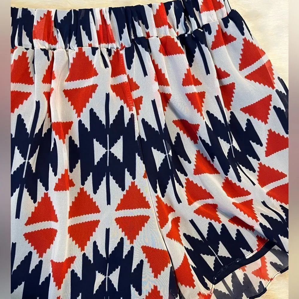 ING Southwestern Print Pull On Shorts Blue - Image 2