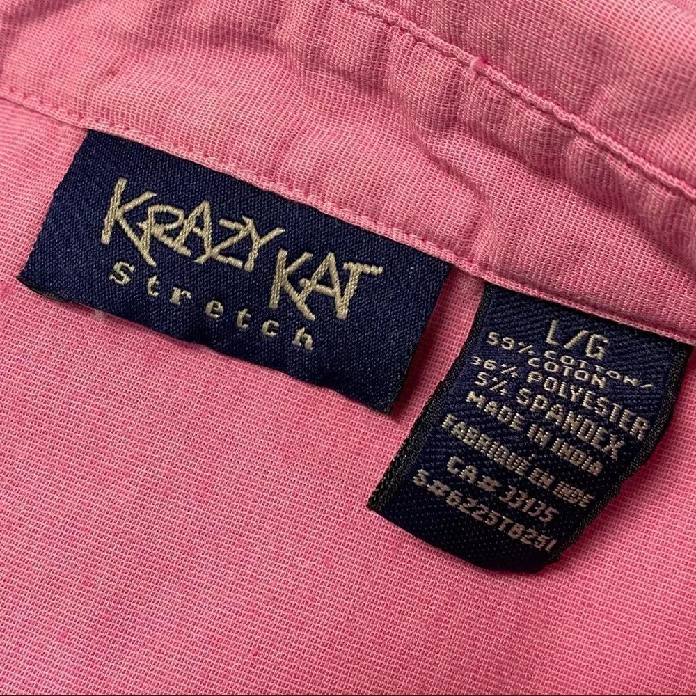 KRAZY KAT Pink Button Down Shirt Large - Image 5