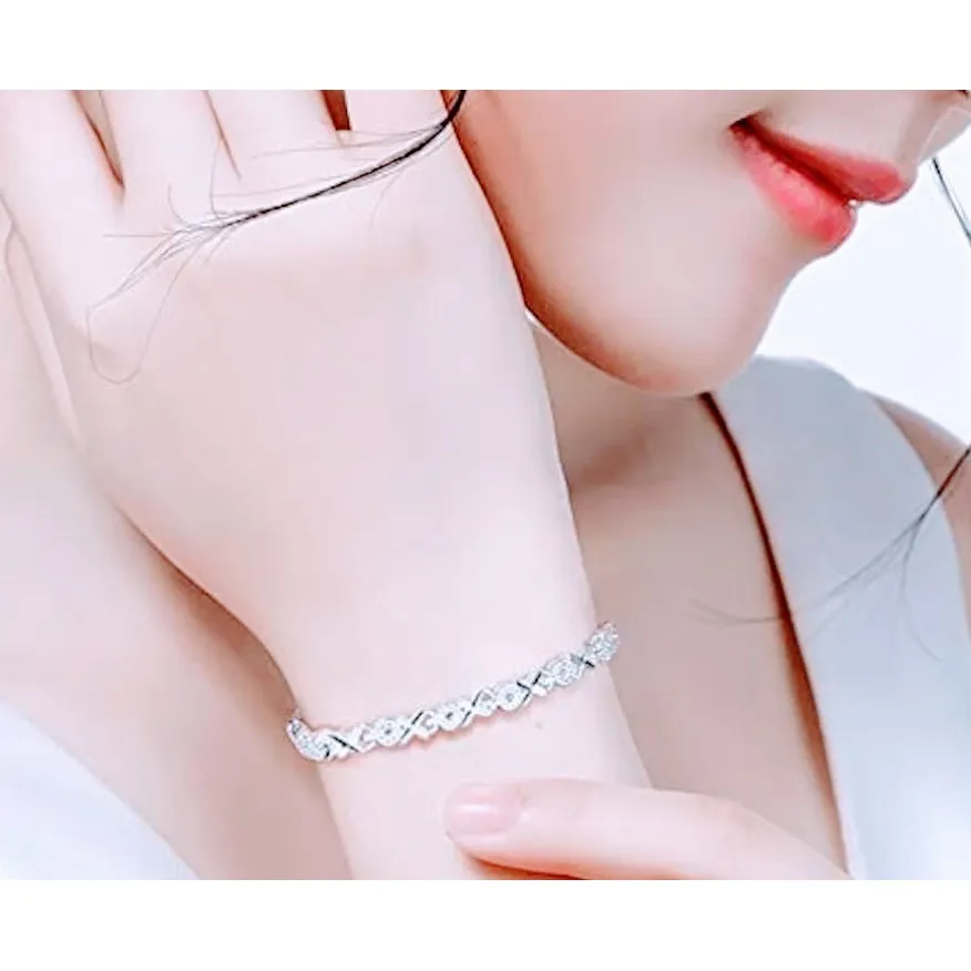 Sparkling‎ XO Bracelet, Rhodium Plated Sterling Silver - Image 5