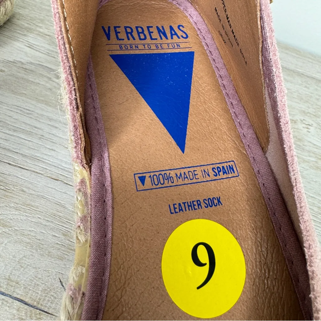 Verbenas Spain Cruz Pink Suede Leather Peep Toe Espadrille Flat Sandals size 40 - Image 9