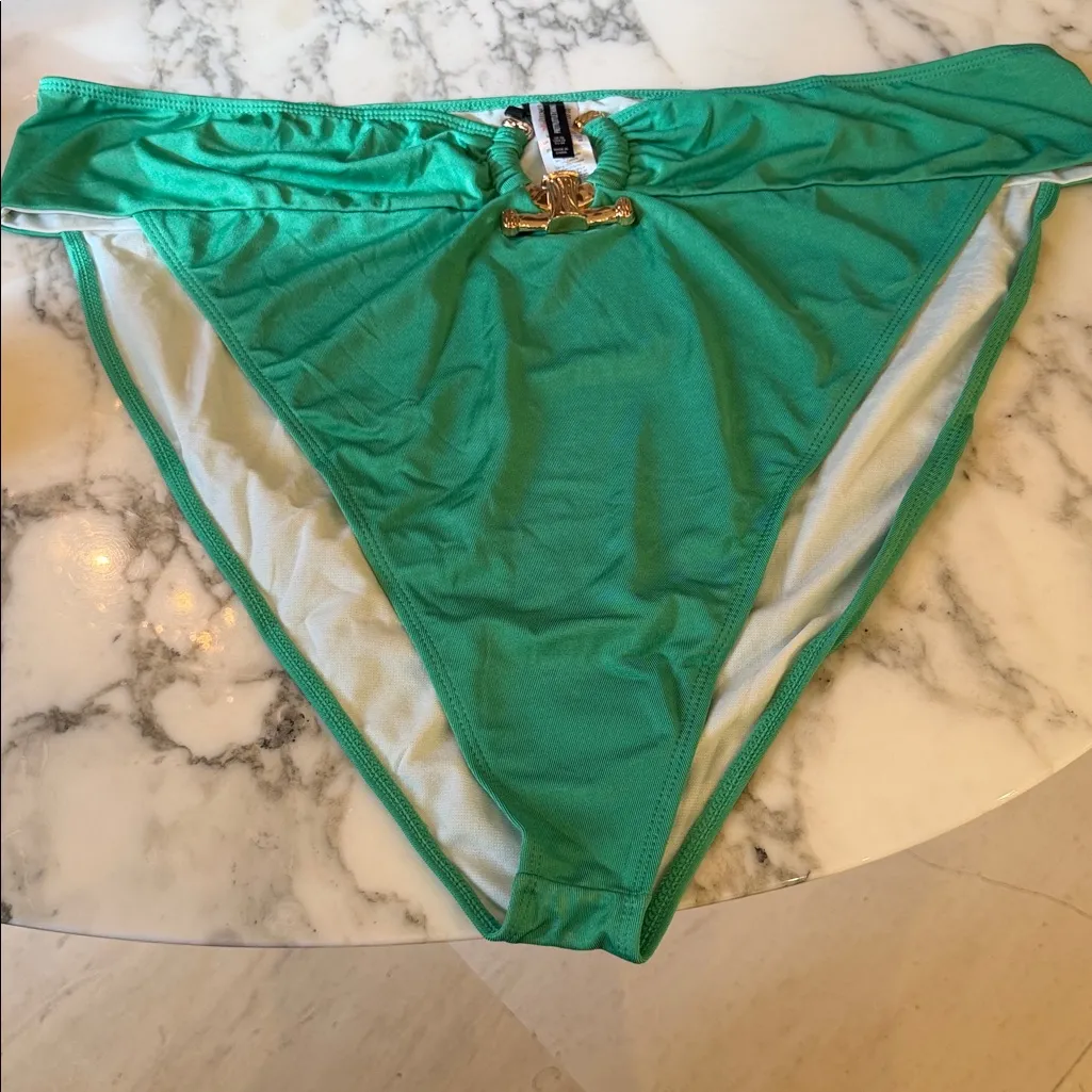 NWT PrettyLittleThing Gold Hammered Detail Bikini Bottom Swimsuit | Plus Sz 22 - Image 2