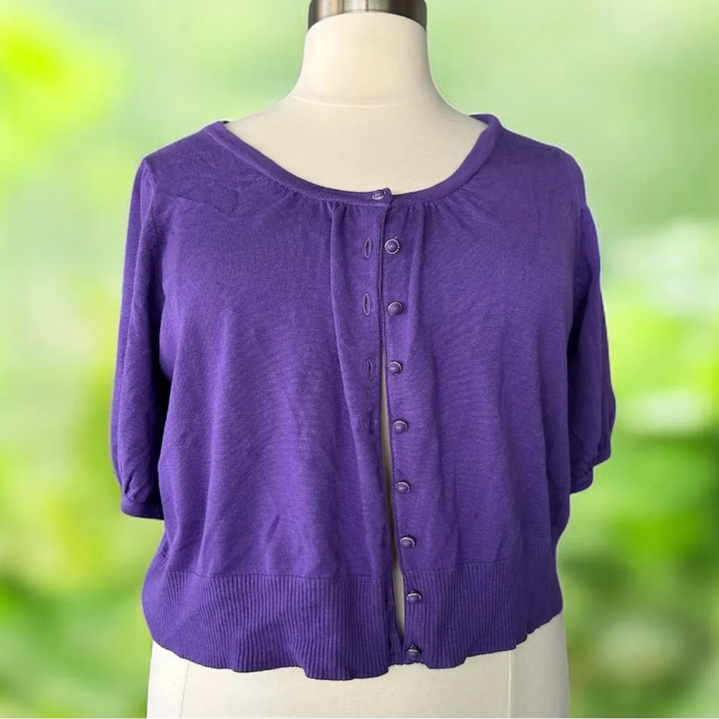 Elementz NWT! Purple Button Down Half Sweater Size 3X - Image 2