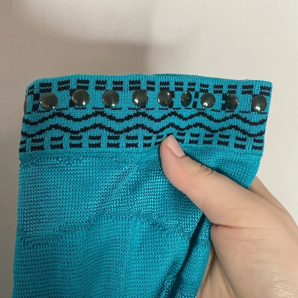 Ming Wang turquoise textured studded cropped knit  jacket size S - Image 11