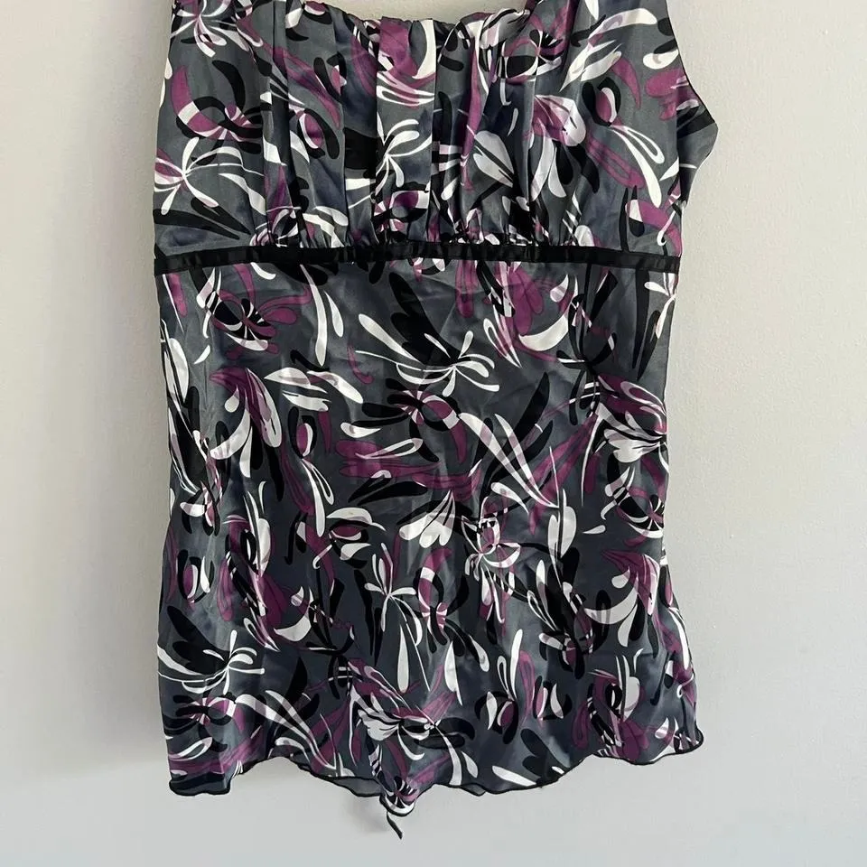 Y2K PURPLE AND GREY A. BYER BUSTIER SATIN TANK‎ TOP - Image 4