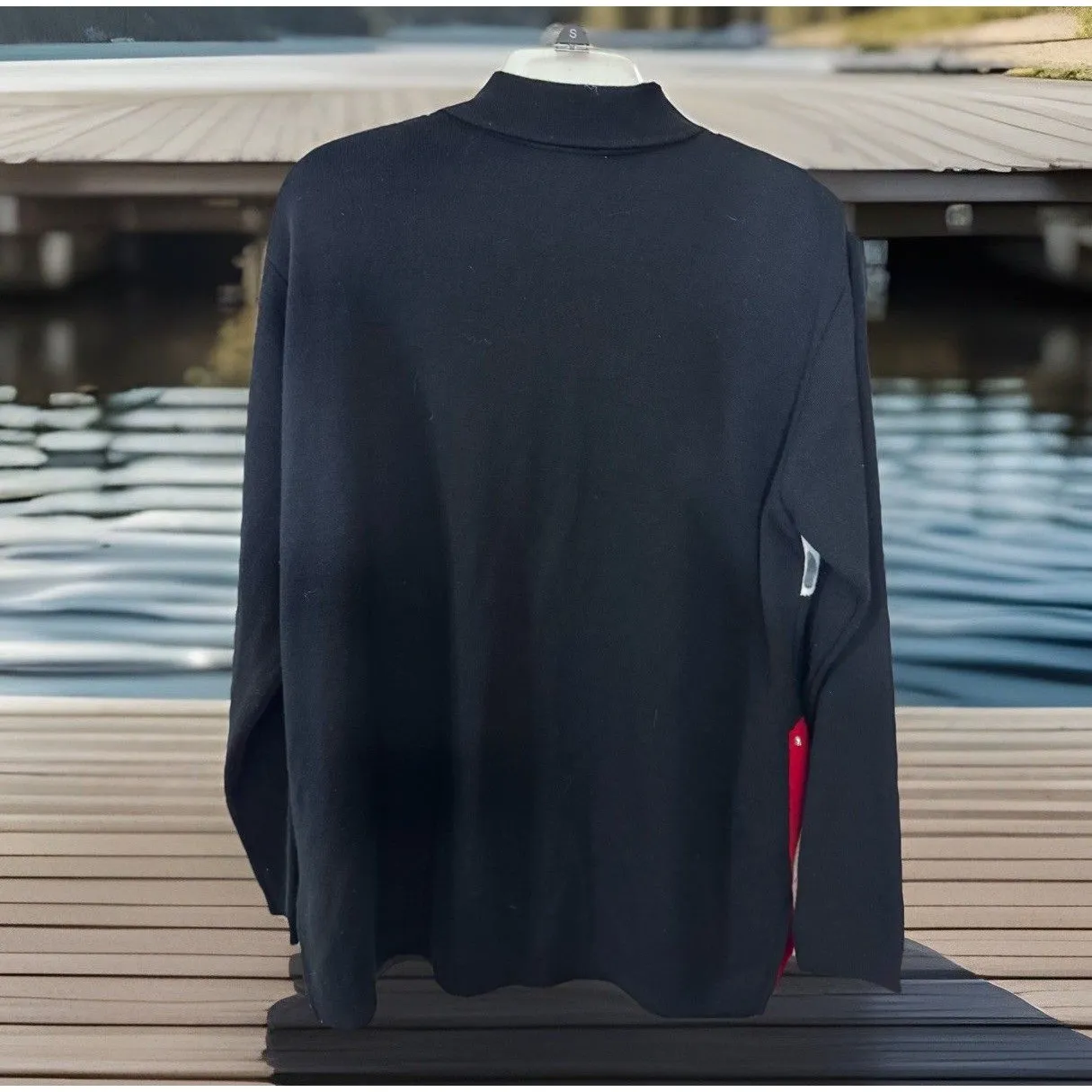 Y2k 90 Prosperity Collared Cardigan Xl Colorblock USA Granny ChristmasCore Party - Image 4