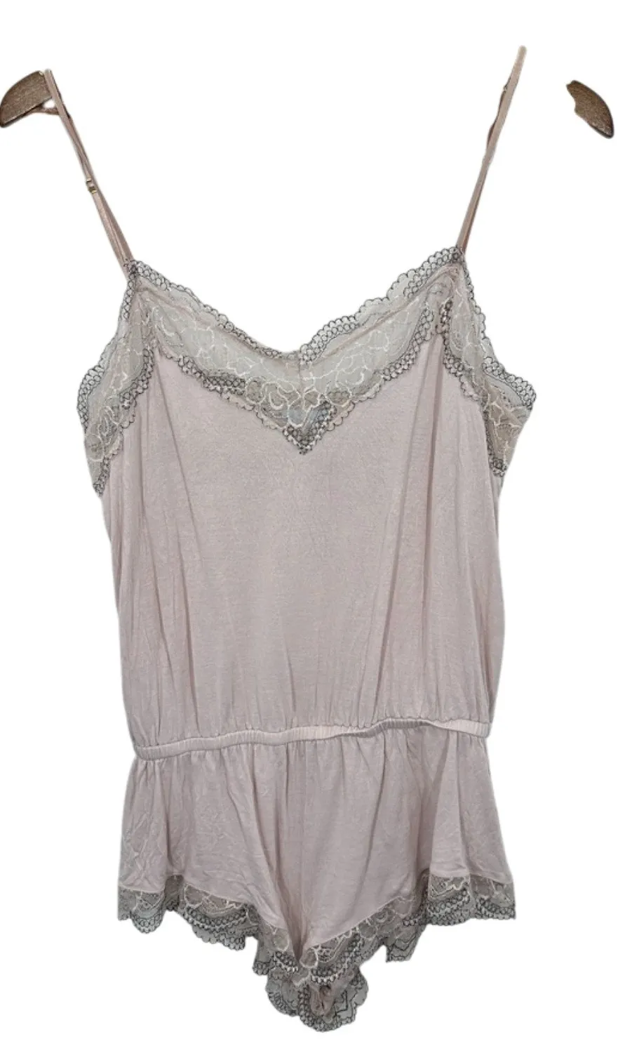 Eberjey Blush Pink Lace Trim Romper Pajamas Sleepwear Delicate Lightweight - Image 1