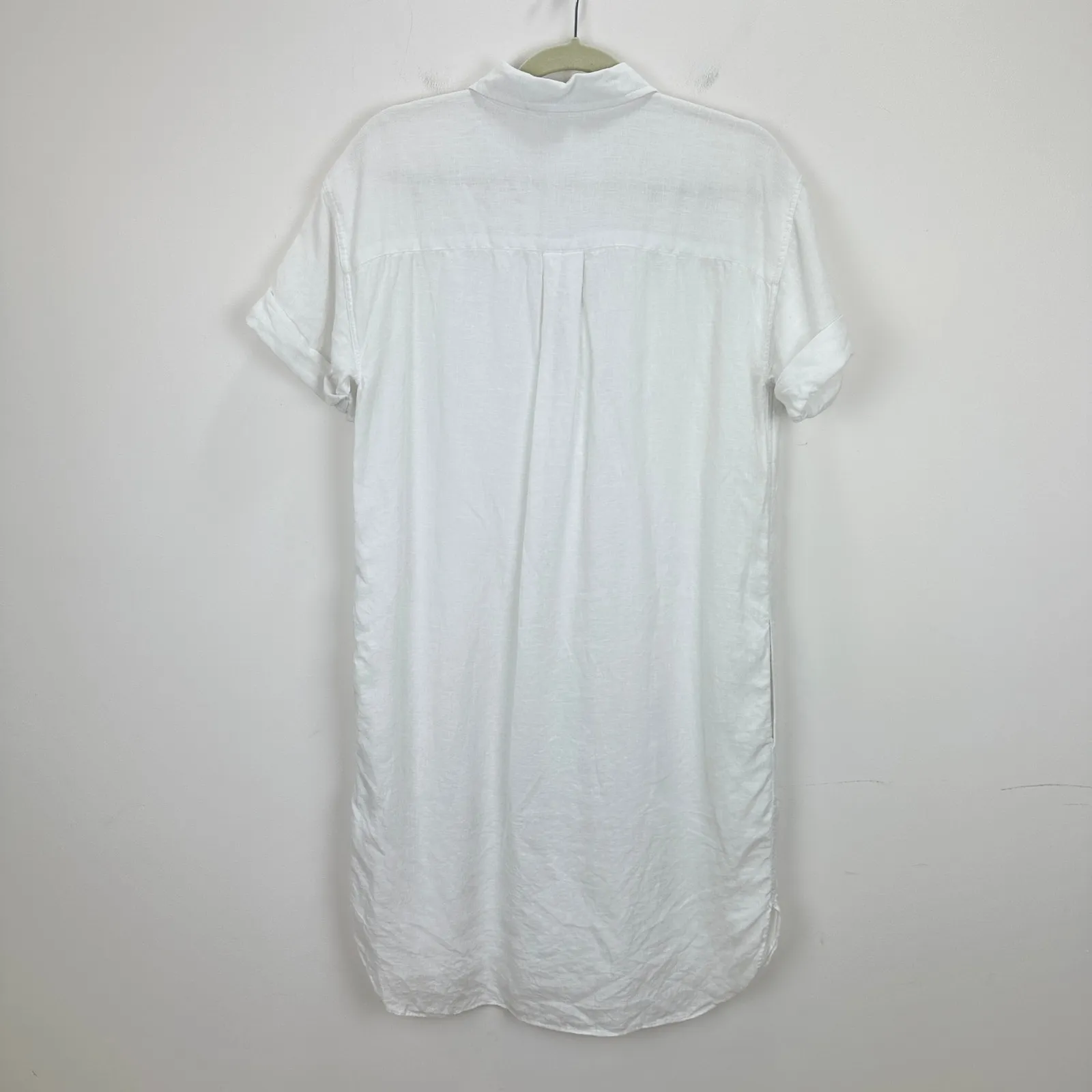 NEW J.Crew Tall Capitaine Shirt Dress Linen Minimalist Pockets Resort White XS - Image 9