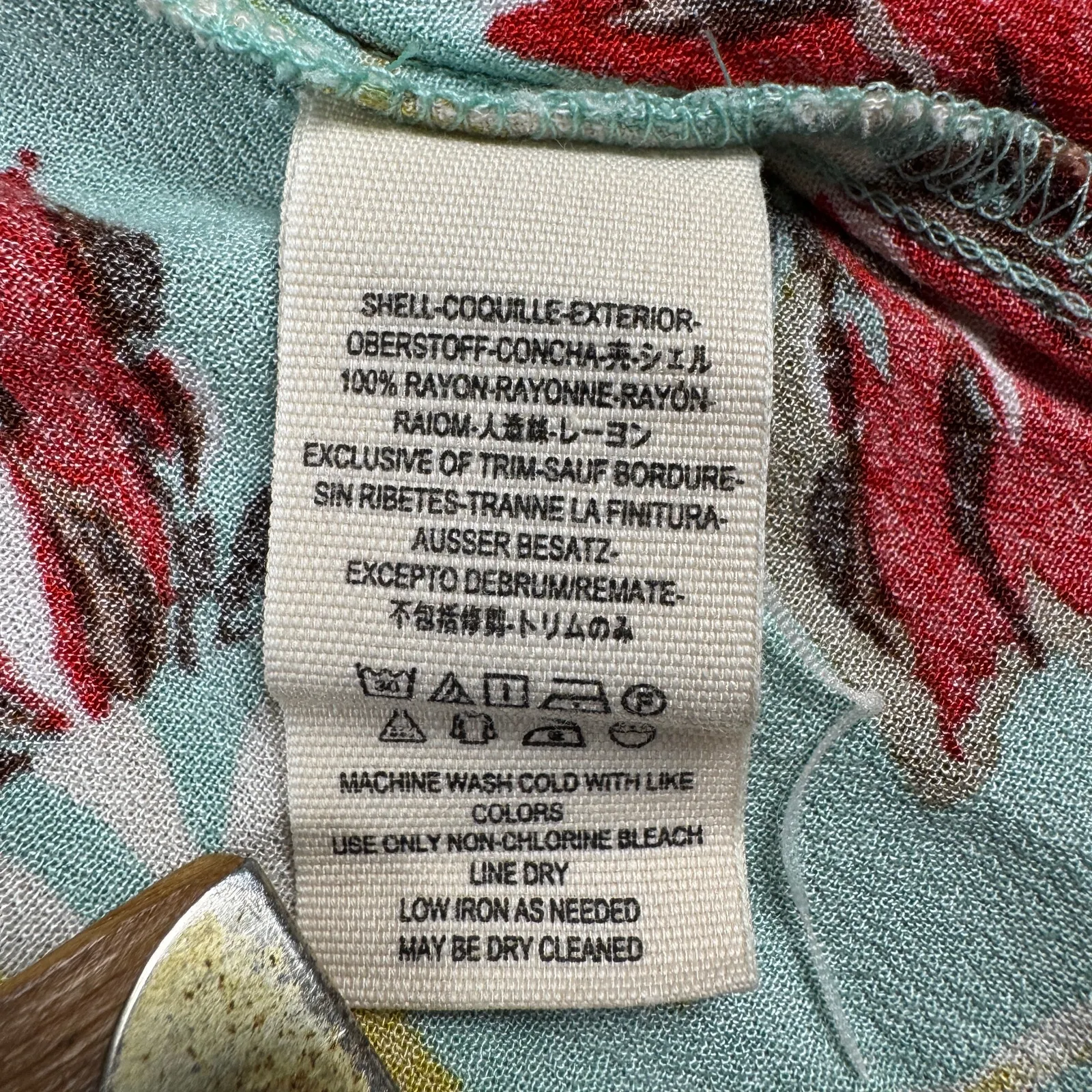 Free People Bella Babydoll Tunic Top Womens XS‎ Teal Floral V-Neck Boho Blouse - Image 8