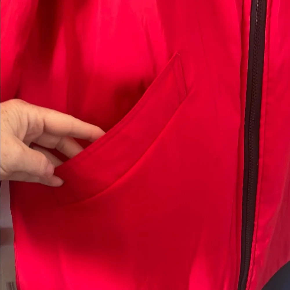 Mycra Pac Reversible Rain Trench Coat Removable Hood Travel M / L Black And Red Size L - Image 4