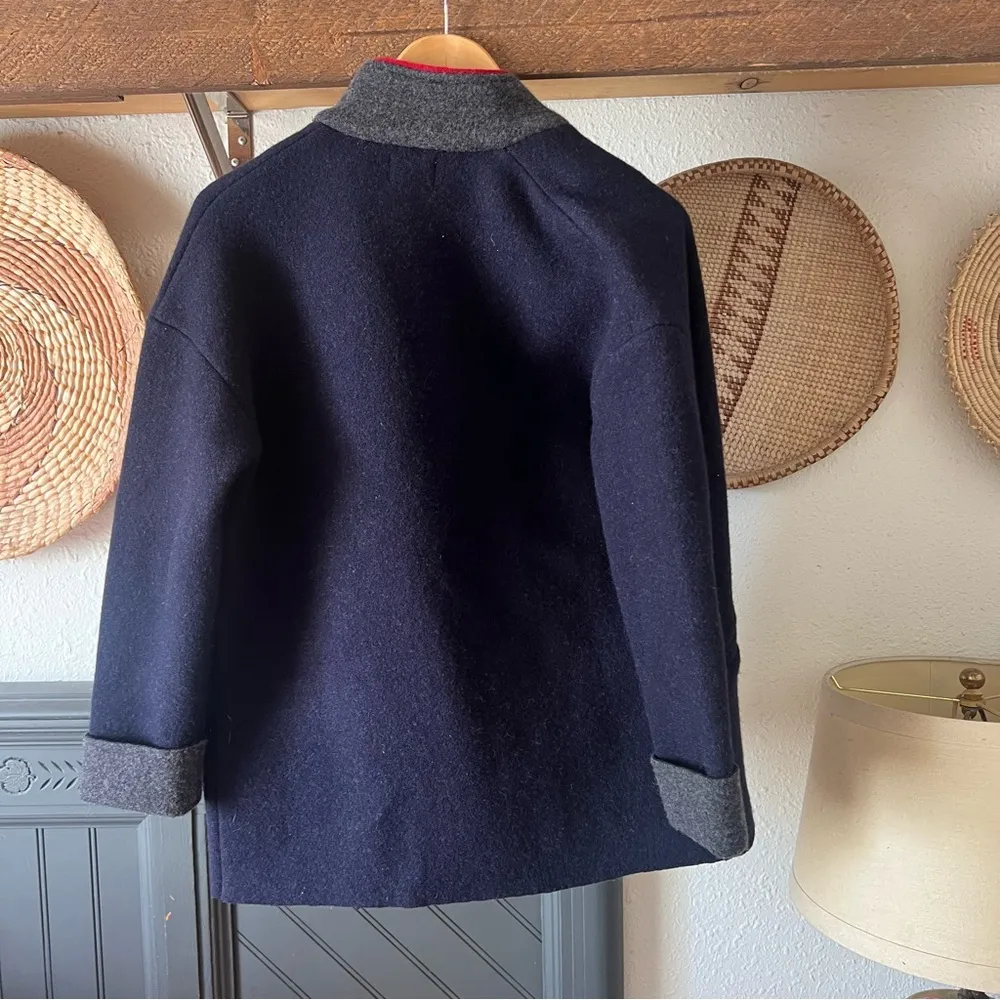 Sundry Navy Lambswool Nautical Pea Coat Cardigan blazer Sweater Coat sz 0 xSmall - Image 3